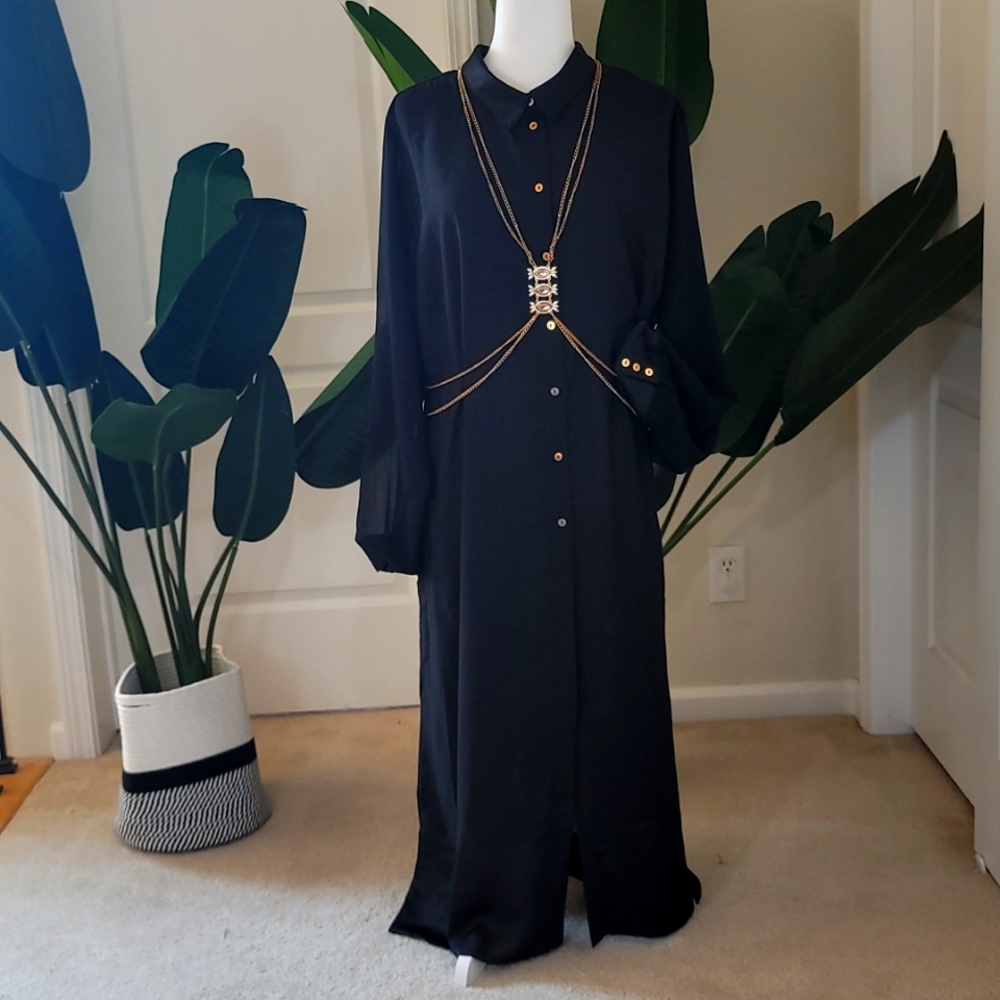 City Chic - XL /Size 22, Black sheer dress shirt
